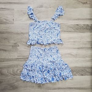 Blue B | Floral Flowy Smock Mini Skirt & Top Set